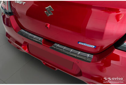 Suzuki Zwart RVS Achterbumperprotector passend voor Suzuki Swift VI 2024- 'Ribs' AV245347