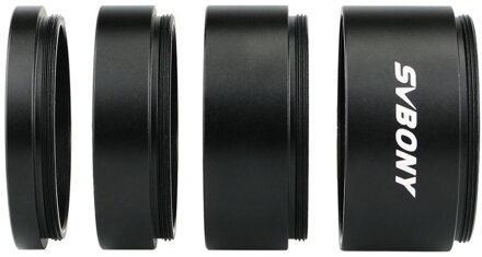 Svbony T2 Extension Tube Kit 5Mm 10Mm 15Mm 20Mm M42x0.75 Voor Astronomie Monoculaire Telescoop Voor Camera op Beide Zijden Lengte Zwart