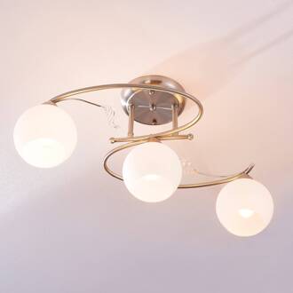 Svean plafondlamp, 3-lamps wit, mat nikkel