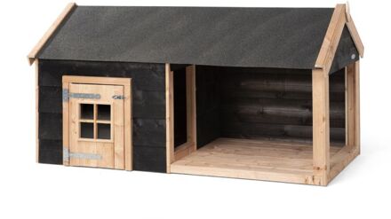 Sven - Hondenhok - Naturel - zwart - 201x113x110 cm