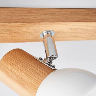 Svenda - houten plafondlamp met drie lichtbronnen eik, wit, chroom