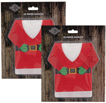 Svenska Living 20x stuks kerst thema gevouwen servetten kerstman trui 22 x 34 cm