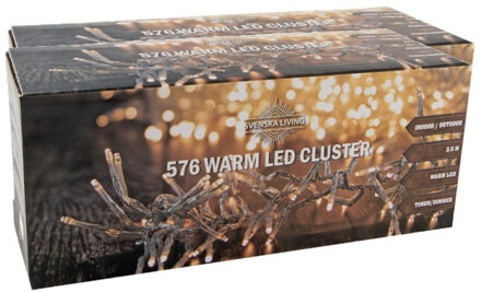 Svenska Living 2x stuks clusterverlichting 576 lampjes 350 cm - Kerstverlichting kerstboom Transparant