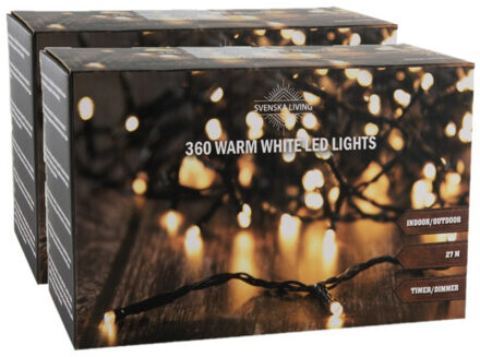 Svenska Living 2x stuks kerstverlichting warm wit 500 lampjes 1000 cm