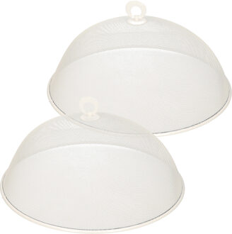 Svenska Living 2x stuks metalen vliegenkap/voedselkap wit rond 35 cm - ongedierte - vliegenkap