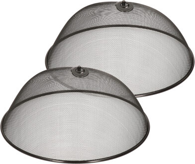 Svenska Living 2x stuks metalen vliegenkap/voedselkap zwart rond 35 cm
