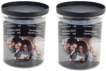 Svenska Living 2x Stuks voorraadpotten/weckpotten stapelbaar - Glas - 10 x 13 cm