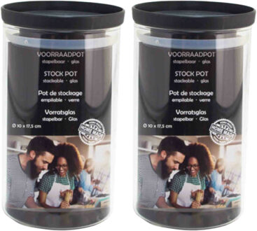 Svenska Living 2x Stuks voorraadpotten/weckpotten stapelbaar - Glas - 10 x 17,5 cm