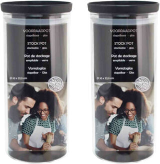 Svenska Living 2x Stuks voorraadpotten/weckpotten stapelbaar - Glas - 10 x 22,5 cm