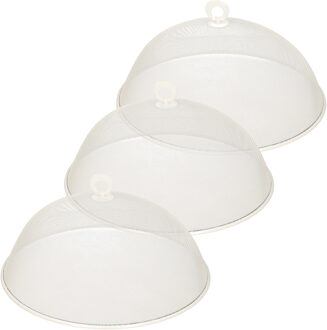 Svenska Living 3x stuks metalen vliegenkap/voedselkap wit rond 35 cm