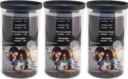Svenska Living 3x Stuks voorraadpotten/weckpotten stapelbaar - Glas - 10 x 17,5 cm