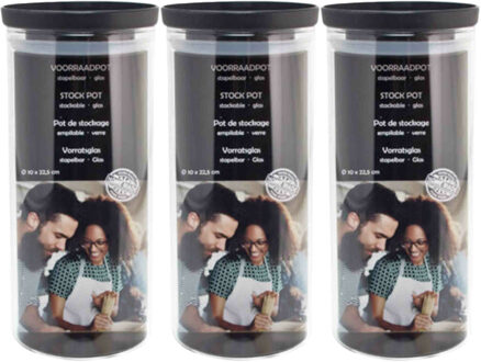 Svenska Living 3x Stuks voorraadpotten/weckpotten stapelbaar - Glas - 10 x 22,5 cm