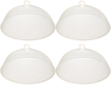 Svenska Living 4x stuks metalen vliegenkap/voedselkap wit rond 35 cm