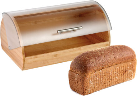 Svenska Living Bamboe houten broodtrommel met kunststof klep 38 cm
