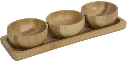 Svenska Living Bamboe tapasset 4-delig 21x7x4,4cm FSC bruin