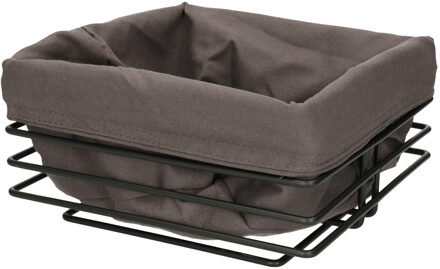 Svenska Living Broodmand/serveermand - zwart - metaal/katoen - 23 cm Grijs