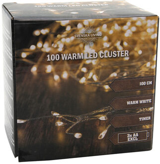 Svenska Living Cluster draadverlichting lichtsnoer met 100 lampjes warm wit op batterij 100 cm