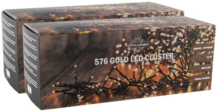 Svenska Living Clusterverlichting - 2x - 576 led lampjes - goud - 350 cm - kerstverlichting - timer en dimmer