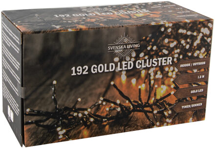 Svenska Living Clusterverlichting goud buiten 192 lampjes 120 cm inclusief timer en dimmer Goudkleurig