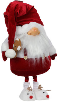 Svenska Living Decoratie pop - gnome kerstman - 68 cm - rood/wit - staand - kerstdecoratie