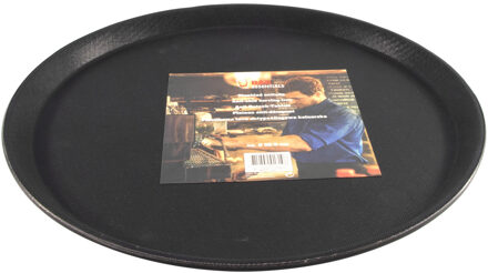 Svenska Living Dienblad - Anti-slip - zwart - kunststof - D35 x H2 cm - Dienbladen