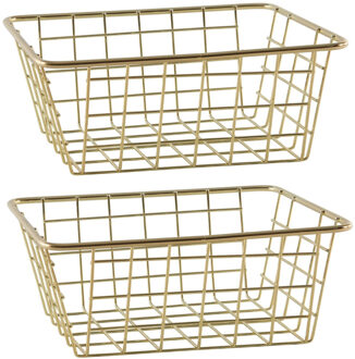 Svenska Living Draadmand - Set van 4x stuks - goudkleurig - 20 x 15 x 8 cm - opbergmand