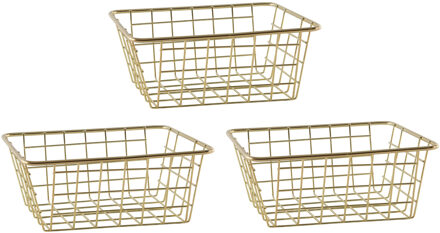 Svenska Living Draadmand - Set van 5x stuks - goudkleurig - 20 x 15 x 8 cm - opbergmand