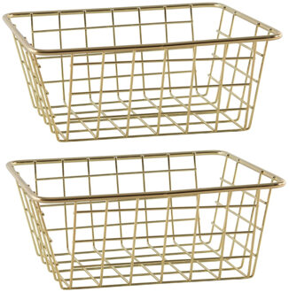 Svenska Living Draadmand - Set van 6x stuks - goudkleurig - 20 x 15 x 8 cm - opbergmand