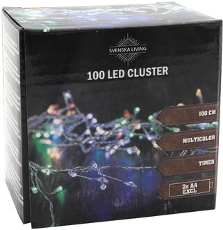 Svenska Living Draadverlichting lichtsnoer met 100 lampjes gekleurd op batterij 100 cm Zilver