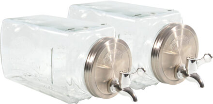 Svenska Living Drankdispenser/limonadedispenser - 2x - 3L - glas - 26 x 15 cm