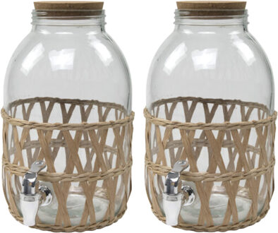 Svenska Living Drankdispenser/limonadedispenser - 2x - 5L - glas - 17,5 x 32 cm