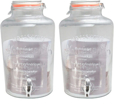 Svenska Living Drankdispenser/limonadedispenser - 2x - glas - 8 liter - 18 x 37 cm