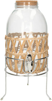 Svenska Living Drankdispenser/limonadedispenser op verhoger - 5L - glas - RVS - D17,5 x H32 cm