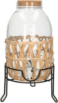 Svenska Living Drankdispenser/limonadedispenser op verhoger - 5L - glas - RVS/zwart- D17,5 x H32 cm