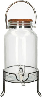 Svenska Living Drankdispenser/limonadedispenser op verhoger - 6L - glas - RVS/zwart - 18 x 21 x 31 cm