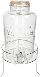 Svenska Living Drankdispenser/limonadedispenser op verhoger - glas - RVS - 8 liter - 18 x 37 cm