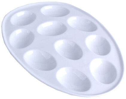 Svenska Living Eierschaal/serveerschaal - voor gevulde eieren - wit - keramiek - 26 x 19 cm