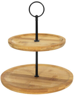 Svenska Living Etagere 2-laags - bamboe hout - 16 x D22 cm