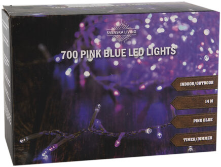 Svenska Living Feestverlichting lichtsnoer roze/blauw 700 lampjes 1400 cm lichtsnoer met timer