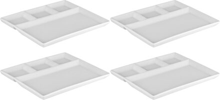 Svenska Living Fonduebord/gourmetbord - 8x - porselein - wit - 23 x 18 cm - 4 vakken