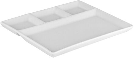 Svenska Living Fonduebord/gourmetbord - porselein - wit - 23 x 18 cm - 4 vakken - Gourmetborden