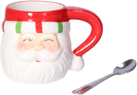 Svenska Living Kerst kop/beker - Kerstman - 7,5 x 7 cm - keramiek - 180 ml