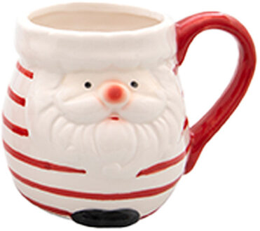 Svenska Living Kerst mok - kerstman - 8 x 11 cm - keramiek - 400 ml - beker - koffiemok/theemok