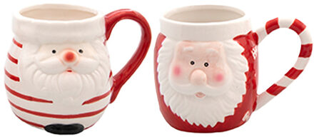 Svenska Living Kerst mok - kerstman - 8 x 11 cm - keramiek - 400 ml - beker - koffiemok/theemok