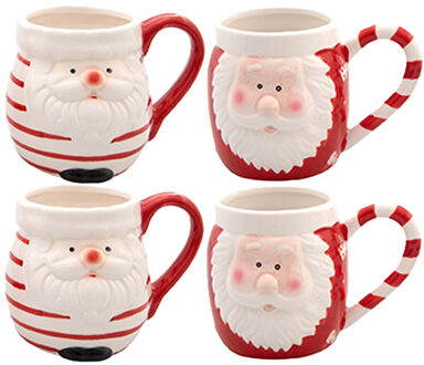 Svenska Living Kerst mok - kerstman - 8 x 11 cm - keramiek - 400 ml - beker - koffiemok/theemok