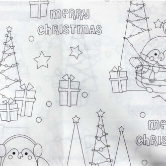 Svenska Living Kerst tafelkleed - inkleurbaar - 240 x 135 cm - voor kinderen - tafellaken kerst kleurplaten Wit