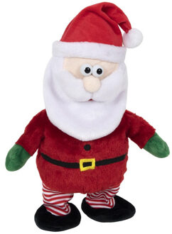 Svenska Living Kerstman knuffel pop-figuur - 30 cm - met beweging en muziek - Kerstman pop
