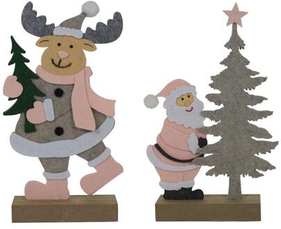 Svenska Living Kerstman/rendier vilt 25cm roze/grijs verschillende