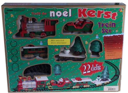 Svenska Living Kersttrein set rijdende decoratie trein met muziek en licht 22-delig - Kersttreintjes Multikleur
