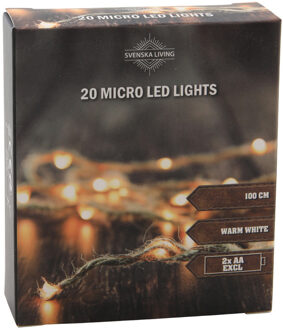 Svenska Living Kerstverlichting - 20 leds - sfeerverlichting - batterij - 100 cm Wit